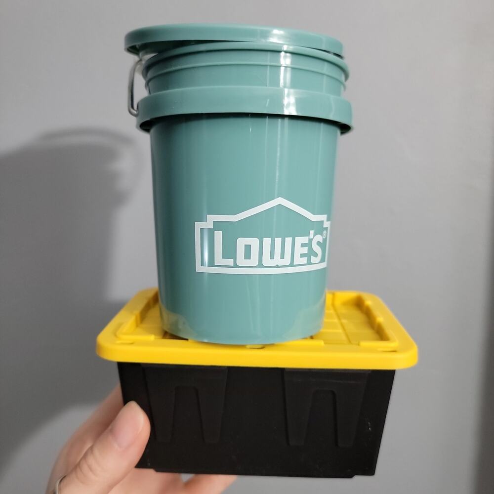 Lowes Black/Yellow Teeny Tiny Tote with TEAL Mini Teeny Tiny Lowe’s Bucket w/lid
